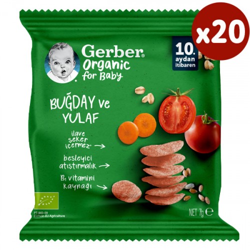 Gerber Buğday Yulaf  Domates Havuçlu Bebek Atıştırmalığı 7g x 20 Adet